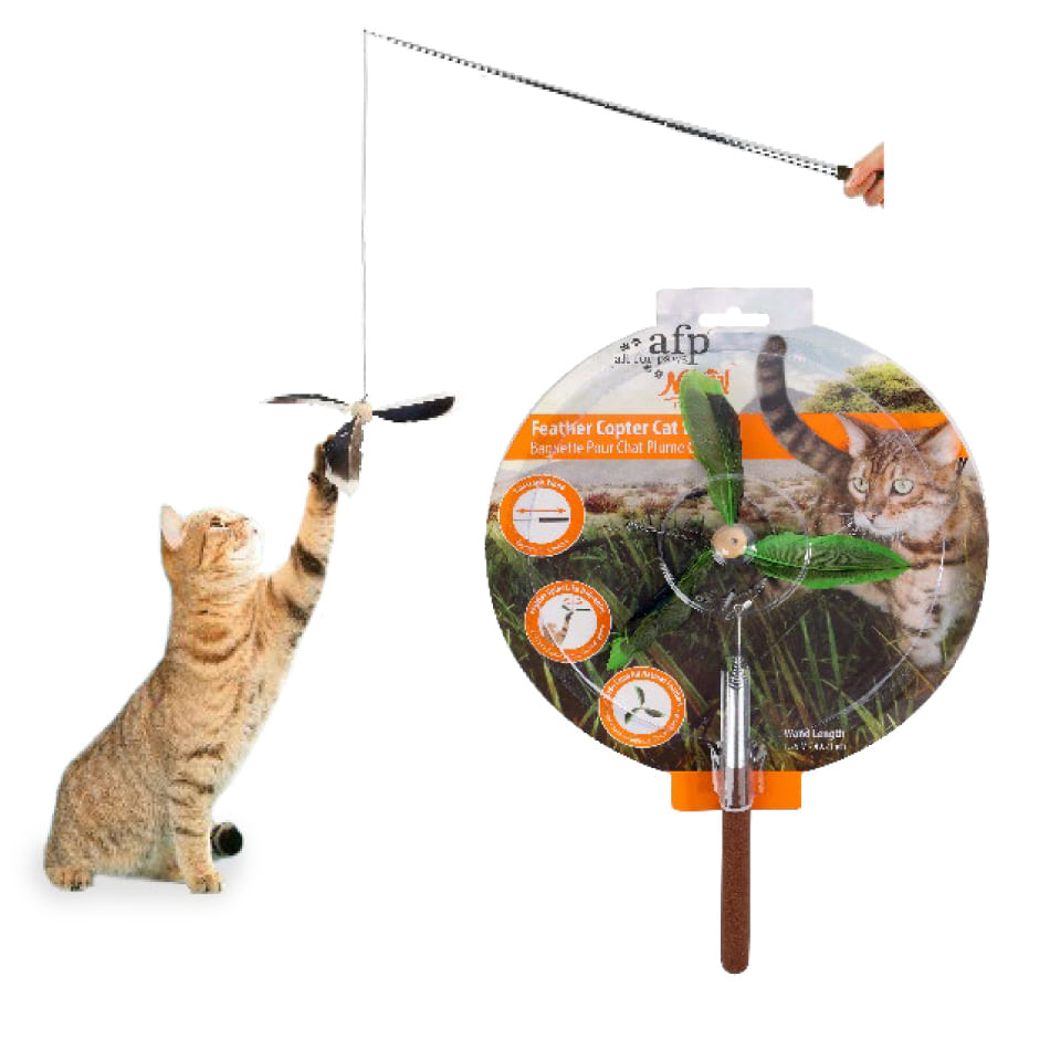 Varita para gato Feather Copter – verde