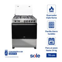 Cocina de Pie GLP Sole Classic Dubai 5 Hornillas 76cm Gris