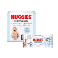 Pack HUGGIES Pañal Dermacare Talla P 68un + Toallitas Húmedas para Bebé Recién Nacido 80un