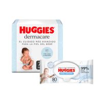 Pack HUGGIES Pañal Dermacare Talla RN 78un + Toallitas Húmedas para Bebé Recién Nacido 80un