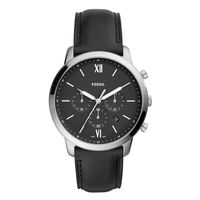 Reloj Fossil Acero Plateado con Negro y Cuero Negro FS5452 FOS-7