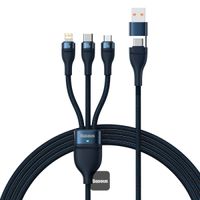 Baseus Flash Series ? Dos para tres Cable de carga U+C a M+L+C 100W Azul