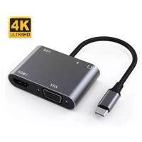 Adaptador Hub 5 en 1 Tipo C a HDMI 4K /Vga /USB /Audio 3.5mm /PD100W