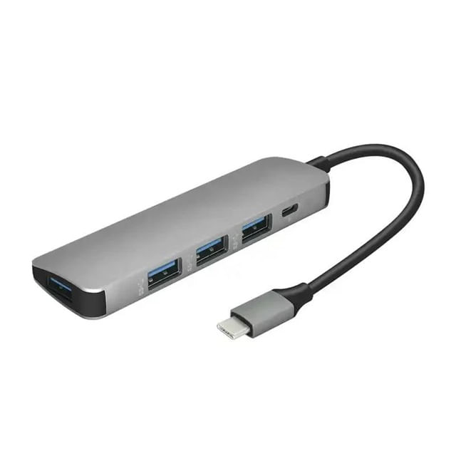 Hub Adaptador Tipo C 5 en 1 Multipuertos Puertos USB 3.0 y PD 60W