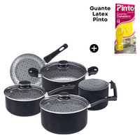 JUEGO DE OLLAS ALUMINIO 5 PIEZAS COLOR NEGRO LÍNEA MAXIMUM