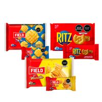 Pack FIELD Galletas Saladas Soda 6un + Galletas Saladas Ritz 6un + Galletas Vainilla 6un