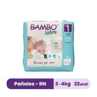 Pañales Bambo Nature Recién Nacido Talla XS - Bolsa 22 UN