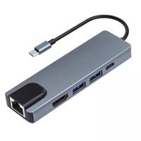 Hub Adaptador de Red 5 en 1 Tipo C 4K HDMI /USB 3,0 /RJ45 /PD Carga