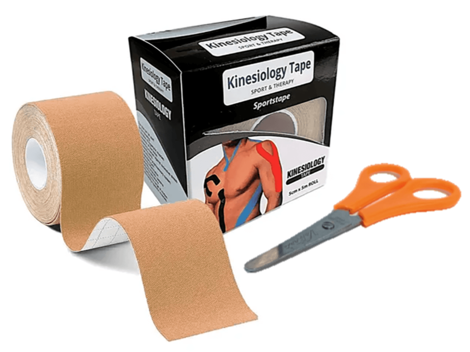 CINTA KINESIOLÓGICA TAPE 5CM X 5M MÁS TIJERA BEIGE