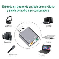 Adaptador de Audio y Microfono USB Tarjeta de sonido estereo - ALUMINIO
