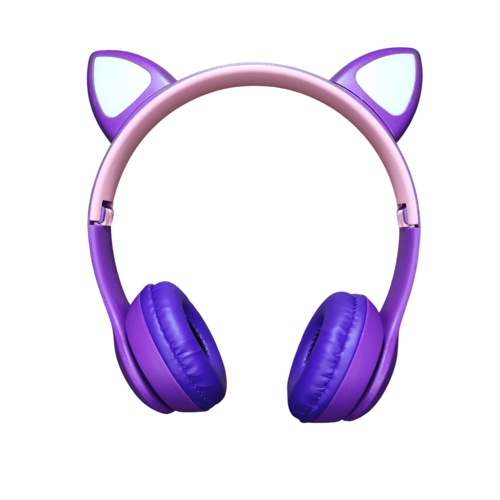 Audífonos Gamer Gato Orejas Morado Con Luces Led Bluetooth Regalo San Valentin