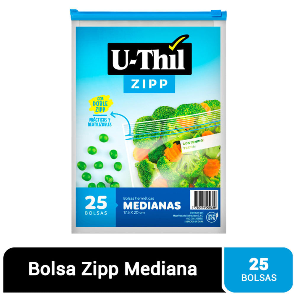 Bolsas conservadoras U-THIL Medianas herméticas Paquete 25Un