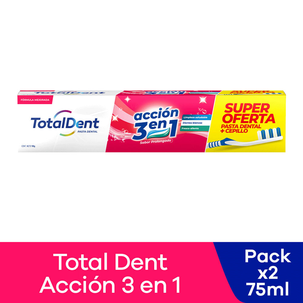 Pasta Dental Acción 3 en 1 Totaldent + Cepillo