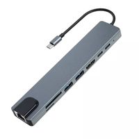 Adaptador Hub 8 En 1 Tipo C  HDMI /RJ45 /USB 3,0 /Tarjeta SD -TF/ 87W
