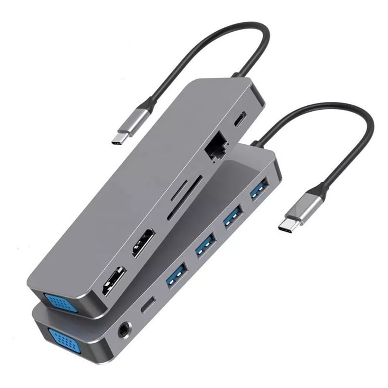 Hub Adaptador de Red 13 en 1 Tipo C Gigabit Multiport Hdmi Vga