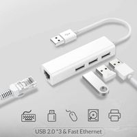Hub Adaptador de Red Tipo Usb Rj45 LAN con 3 Puertos USB Windows Mac