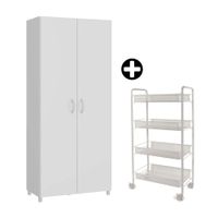 COMBO Orange: Mueble Despensero Dalia MDP 80x182cm Blanco + Carrito para frutas y verduras Blanco