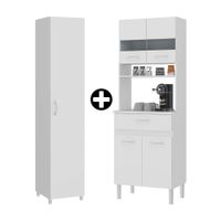 COMBO Naranja: Mueble Alacena de Cocina Dalia 60cm MDP Blanco + Mueble despensero Dalia MDP 38x182cm Blanco