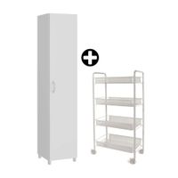 COMBO Orange: Mueble Despensero Dalia MDP 38x182cm Blanco + Carrito para frutas y verduras Blanco