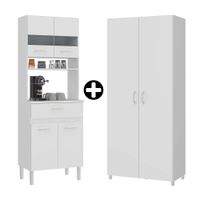 COMBO Naranja: Mueble Alacena de Cocina Dalia 60cm MDP Blanco + Mueble despensero Dalia MDP 80x182cm Blanco