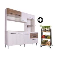 COMBO Naranja: Mueble Alacena de Cocina Blume 185cm MDP + Carrito Organizador Cesta con Base de Madera 3 Niveles Negro