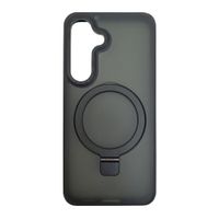 Case para Samsung Galaxy S25 magnético con soporte, amortiguador de choques, protección de cámaras, negro