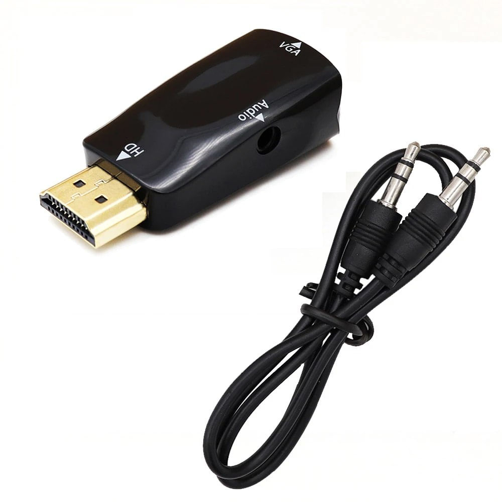 Adaptador Convertidor de Hdmi a Vga audio jack 35mm 1080P FULL HD