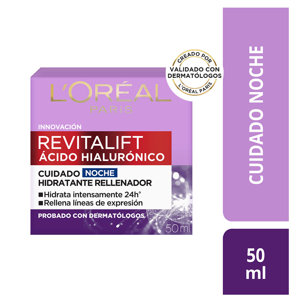 Crema de Noche Revitalift L'Oréal Paris Skin Care Ácido Hialurónico - Pote 50 ML