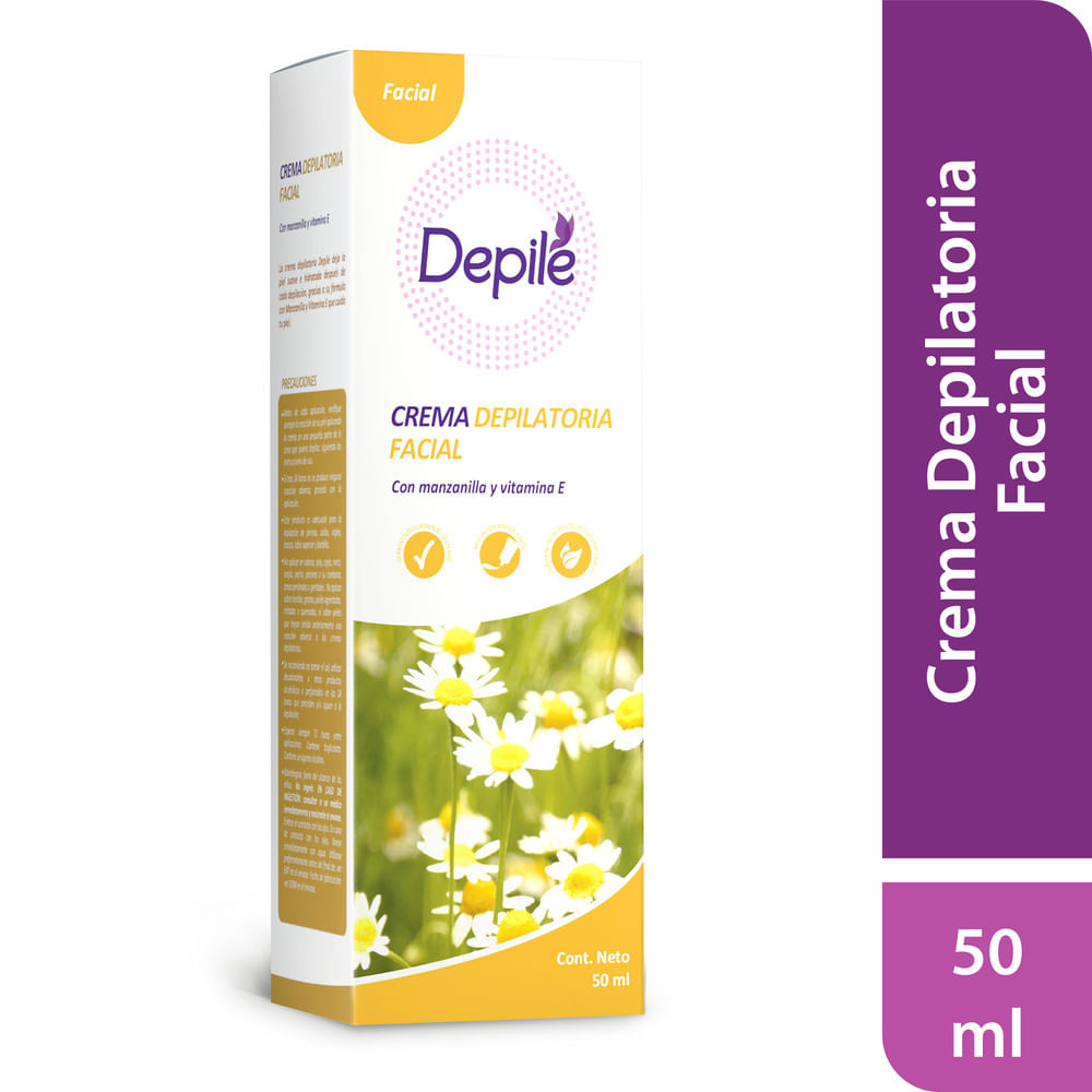 Crema Depilatoria Facial Manzanilla y Vitamina E - Tubo 50 ML