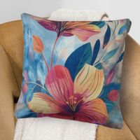 Cojín estampado con cierre Lirios 45x45cm Orange