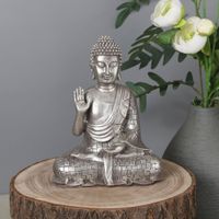Buda decorativo poliresina Silver 18cm Orange