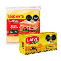 Pack Mantequilla con Sal LAIVE Barra 180g + Pack Mixto Queso Edam + Jamón Americano LAIVE Paquete 300g