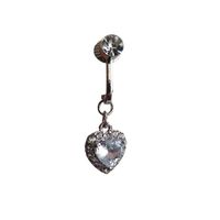 Piercing a presión falso para ombligo corazón plateado con brillos
