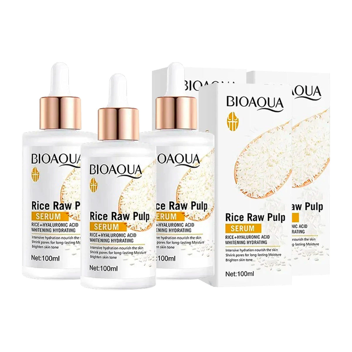 Serum Facial Ácido Hialurónico de Arroz 100ml - Bioaqua 3und