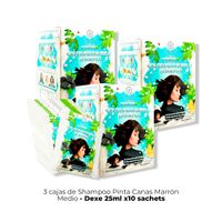 3 Cajas Shampoo Medium Brown Dexe 25ml x 10