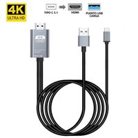 Cable Tipo C a HDMI 4K con Carga USB para Android MacBook Windows