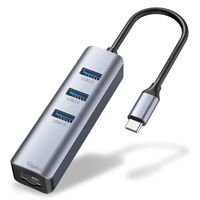 Hub Adaptador de Red Tipo C a Rj45 Gigabit con 3 Puertos USB 3.0 Windows