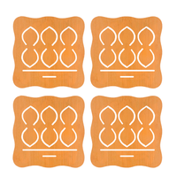 Set de 4 Soportes de Bambú Resistente al Calor Hojas con líneas