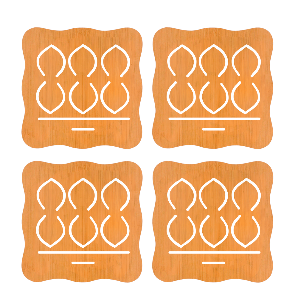 Set de 4 Soportes de Bambú Resistente al Calor Hojas con líneas