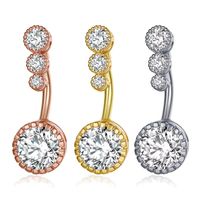 Set x 3 Piercings para ombligo triple piedrita dorado, plateado y oro rosa