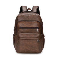 Vintage Backpack - Mochila Vintage de Cuero PU resistente y elegante en color Marrón
