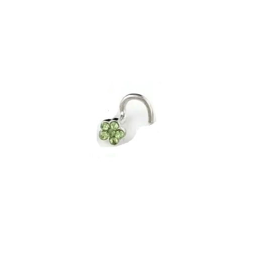 Piercing de flor para nariz en forma de gancho nostril verde