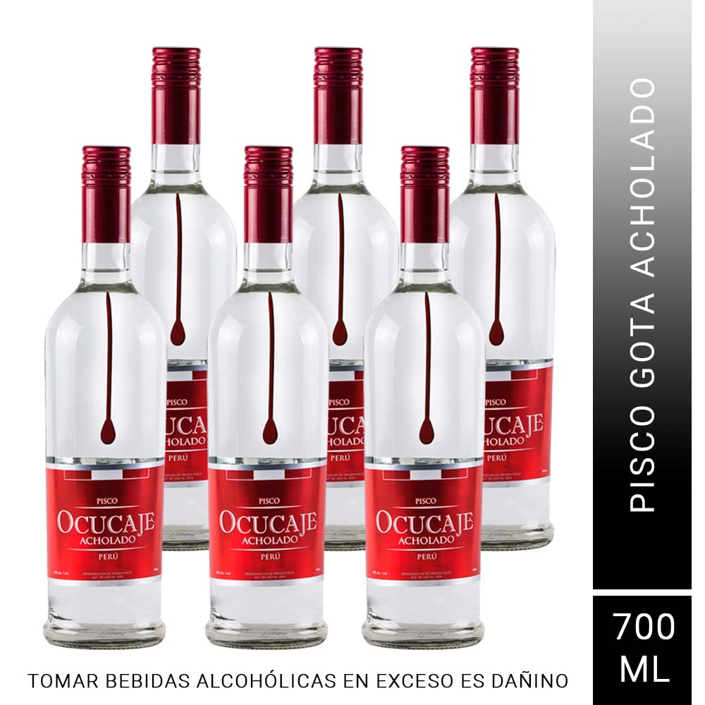 Pack x6 Pisco Gota Ocucaje Acholado 700 ml