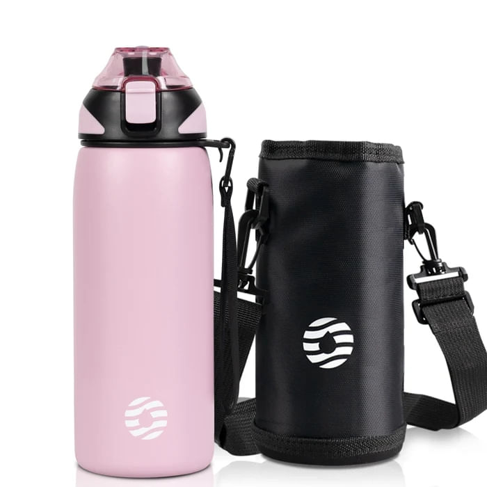 FJbottle - Botella de agua KJ-SF-600-PINK con aislamiento y tapa tritán 600ml - Rosa