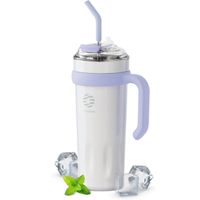 FJBottle - Botella Mug KJ-BS-40-WHT con cañita Témico acero con tapa de tritán 40oz - Blanco
