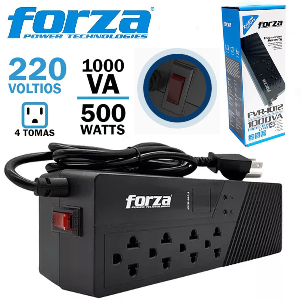 Estabilizador FORZA FVR-1012 1000VA 500W 4 TOMAS 220V Regulador