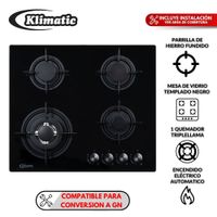 Cocina Empotrable Klimatic Nina 60 Pro 5 hornillas Negro