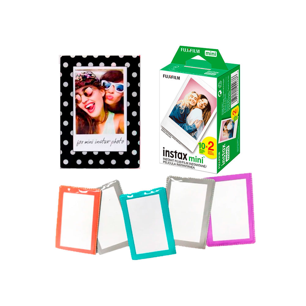 Pack de Pelicula Fujifilm instax mini x20+Marco iman+5 portafoto