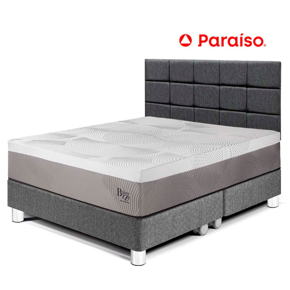 Dormitorio Royal Balanzze Queen Cabecera Blocks Gris