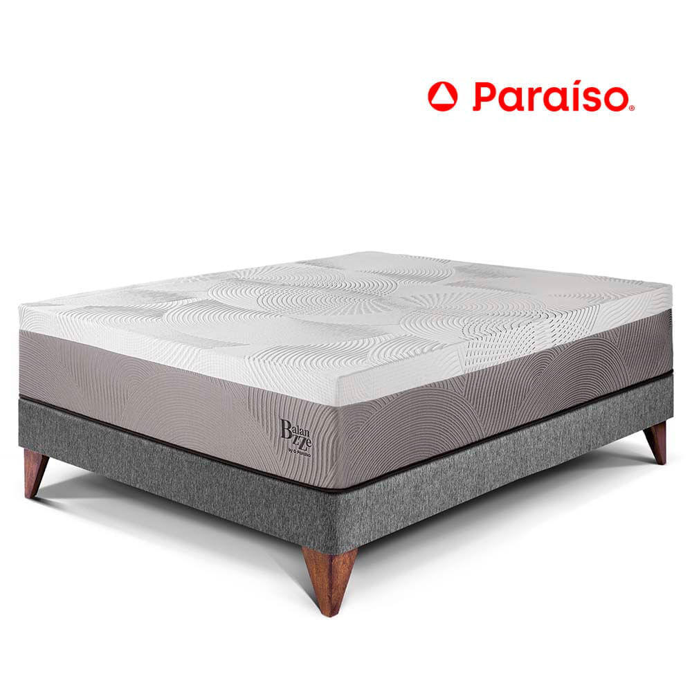 Cama Europea Balanzze 2 Plazas Gris Bipanel
